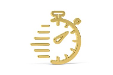 Beyaz arkaplanda izole edilmiş Altın 3d kronometre simgesi - 3B oluşturma