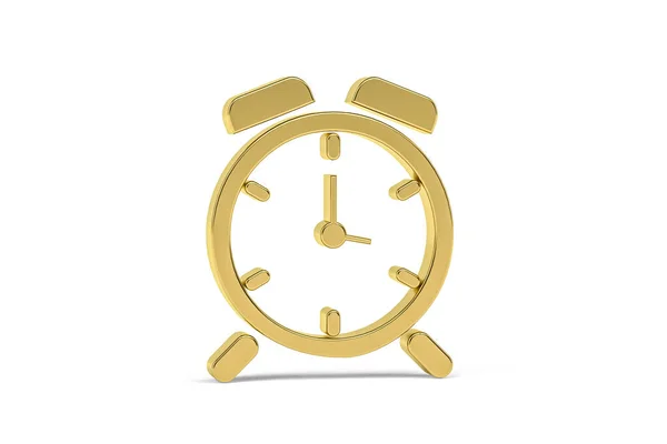 Golden 3d clock icon isolated on white background - 3D render