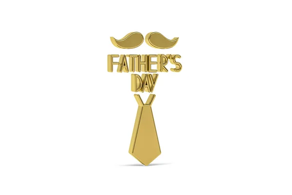 Golden Happy Father Day Εικονίδιο Απομονωμένο Λευκό Καθιστούν — Φωτογραφία Αρχείου