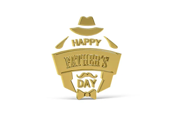 Golden Happy Father Day Εικονίδιο Απομονωμένο Λευκό Καθιστούν — Φωτογραφία Αρχείου