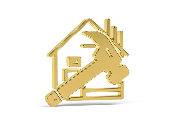 Golden Builder Icon Isolated White Background Render — Stock Photo, Image