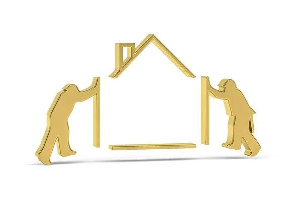 Golden Byggare Ikon Isolerad Vit Bakgrund Render — Stockfoto