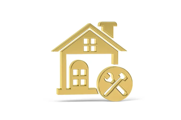 Golden Builder Icon Isolated White Background Render — Stock Photo, Image