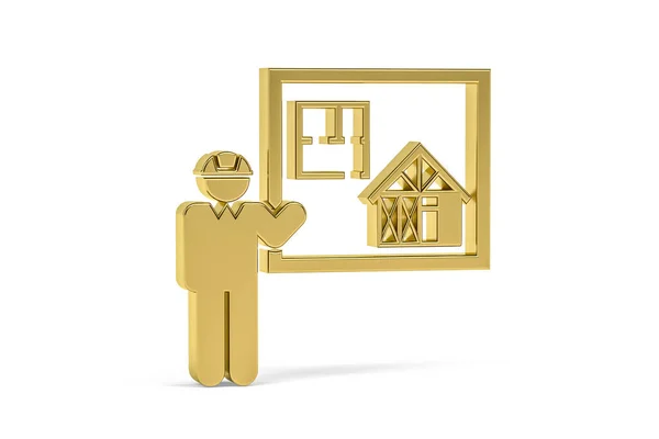 Goldenes Builder Symbol Isoliert Auf Weißem Hintergrund Renderer — Stockfoto