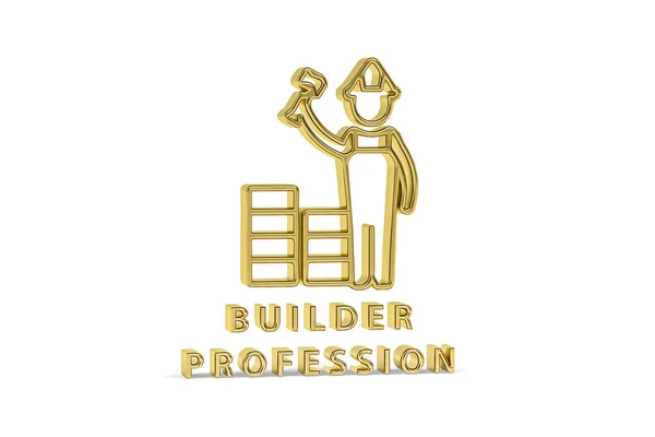 Golden Bouwer Pictogram Geïsoleerd Witte Achtergrond Render — Stockfoto