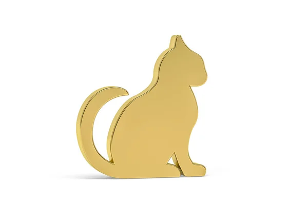 Ícone Gato Dourado Isolado Fundo Branco Renderização — Fotografia de Stock