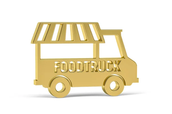 Golden Food Track Icon Isolated White Background Render — Stock Photo, Image