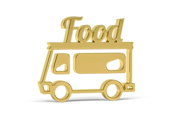 Golden Food Track Icon Isolated White Background Render — Stock Photo, Image