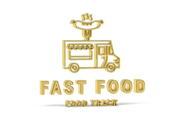 Golden Food Track Icon Isoliert Auf Weißem Hintergrund Render — Stockfoto