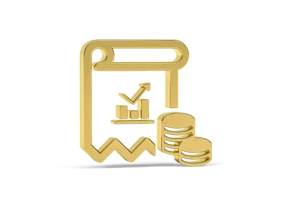 Zlatá Finanční Ikona Izolované Bílém Pozadí Vykreslení — Stock fotografie