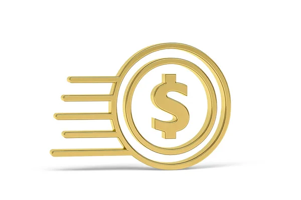 Zlatá Finanční Ikona Izolované Bílém Pozadí Vykreslení — Stock fotografie