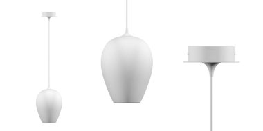 Beyaz arkaplanda tavan lambası modeli - Kopyalama alanı - 3B oluşturma