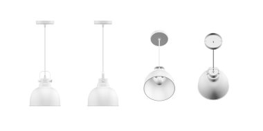 Beyaz arkaplanda tavan lambası modeli - Kopyalama alanı - 3B oluşturma