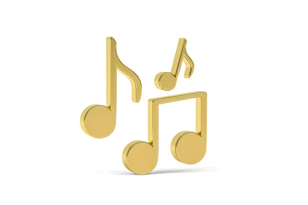 Золота Піктограма Музики Ізольована Білому Тлі Рендеринг — стокове фото