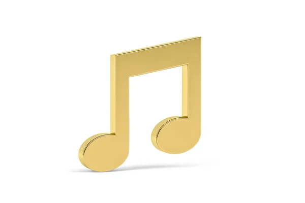 Ícone Música Dourada Isolado Fundo Branco Renderização — Fotografia de Stock