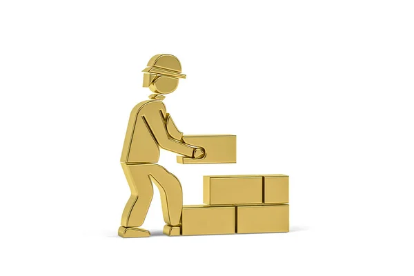 Golden Bricklaying Icon Isolated White Background Render — Stock Photo, Image