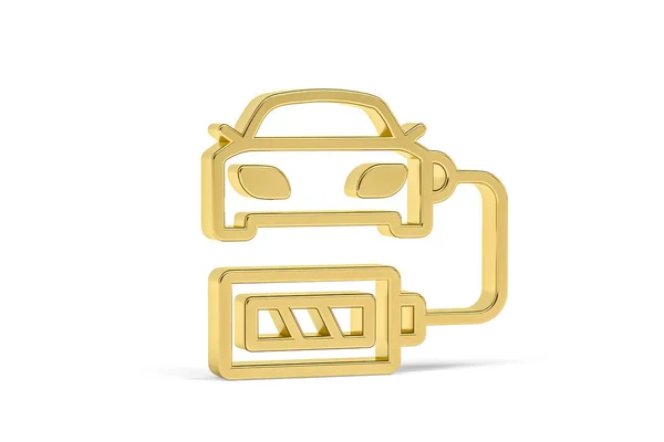 Goldenes Elektroauto Symbol Isoliert Auf Weißem Hintergrund Renderer — Stockfoto