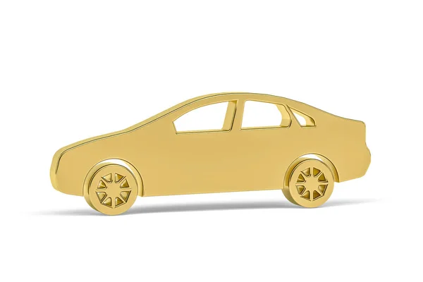 Golden Car Icon Isolated White Background Render — Stock Photo, Image