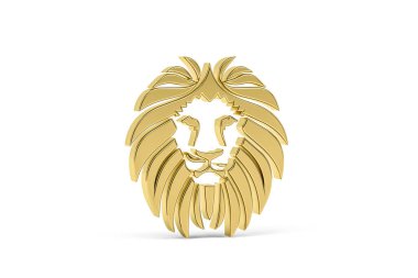 Golden 3d lion icon isolated on white background - 3d render