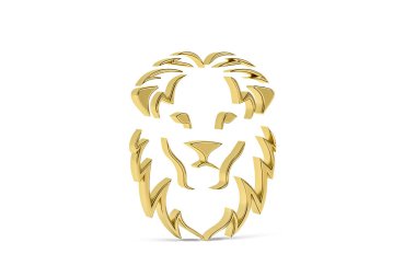 Golden 3d lion icon isolated on white background - 3d render