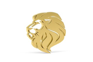 Golden 3d lion icon isolated on white background - 3d render