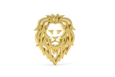 Golden 3d lion icon isolated on white background - 3d render