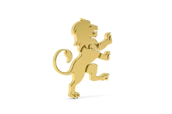 Goldenes Löwensymbol Isoliert Auf Weißem Hintergrund Renderer — Stockfoto