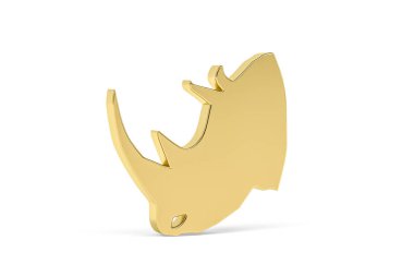 Golden 3d rhino icon isolated on white background - 3d render