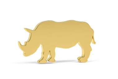 Golden 3d rhino icon isolated on white background - 3d render