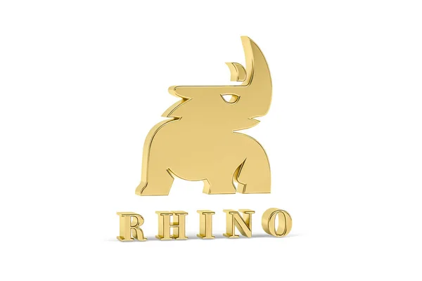 Goldenes Nashorn Symbol Isoliert Auf Weißem Hintergrund Renderer — Stockfoto