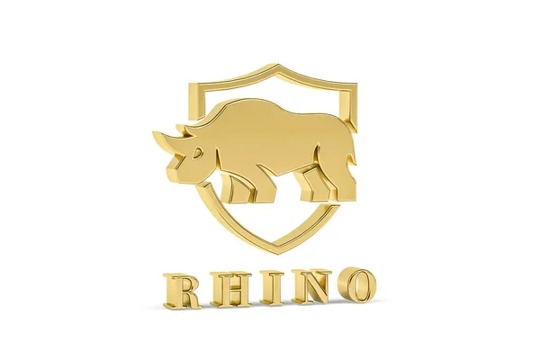Goldenes Nashorn Symbol Isoliert Auf Weißem Hintergrund Renderer — Stockfoto