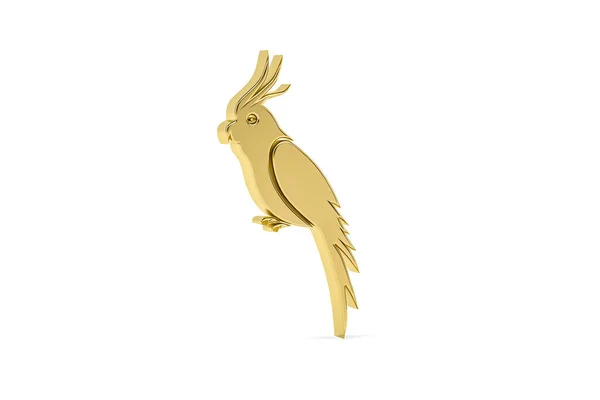 Golden Parrot Icon Isolated White Background Render — Φωτογραφία Αρχείου
