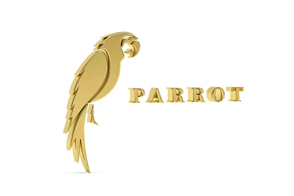 Ícone Papagaio Dourado Isolado Fundo Branco Renderização — Fotografia de Stock
