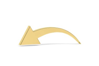 Golden 3d arrow icon isolated on white background - 3D render