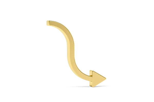 Golden Icona Freccia Isolato Sfondo Bianco Rendering — Foto Stock