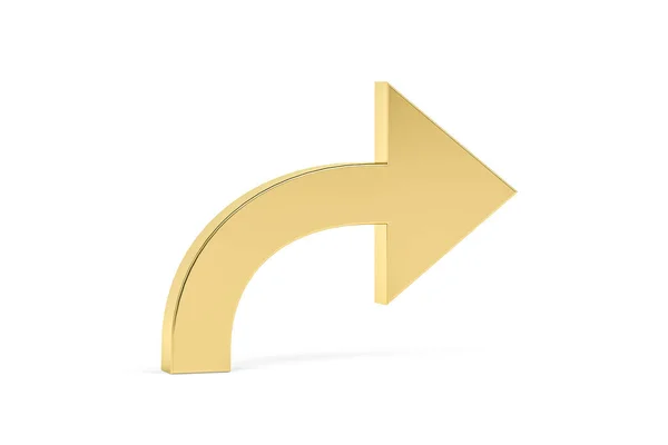 Golden Arrow Icon Isolated White Background Render — Φωτογραφία Αρχείου