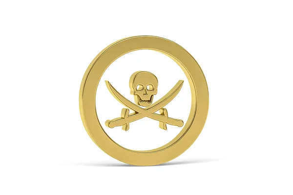 Golden Pirate Icon Isolated White Background Render — Stok fotoğraf