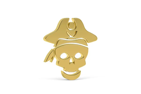 Golden Pirate Icon Isolated White Background Render — Stock fotografie