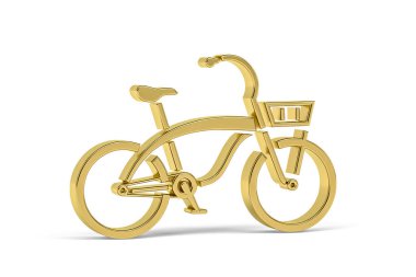 Golden 3d bicycle icon isolated on white background - 3D render