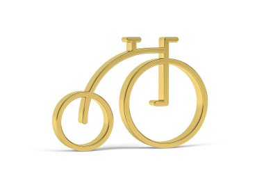 Golden 3d bicycle icon isolated on white background - 3D render