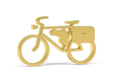 Golden 3d bicycle icon isolated on white background - 3D render
