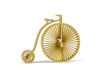 Golden 3d bicycle icon isolated on white background - 3D render