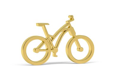 Golden 3d bicycle icon isolated on white background - 3D render