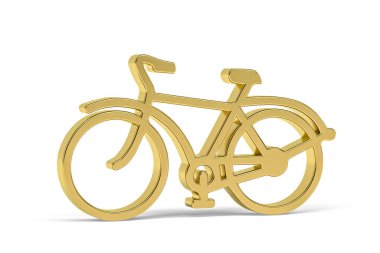 Golden 3d bicycle icon isolated on white background - 3D render