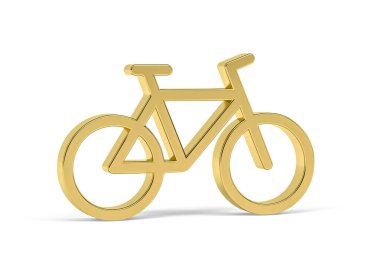 Golden 3d bicycle icon isolated on white background - 3D render