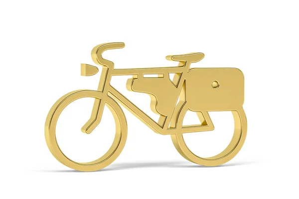 Golden Bicycle Icon Isolated White Background Render — Stok fotoğraf