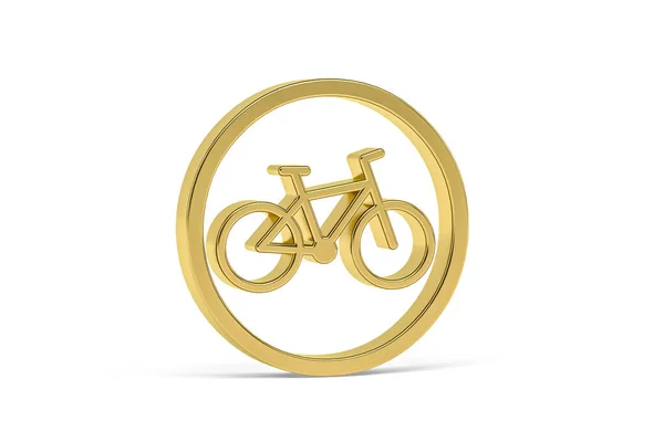 Golden Bicycle Icon Isolated White Background Render — Stok fotoğraf