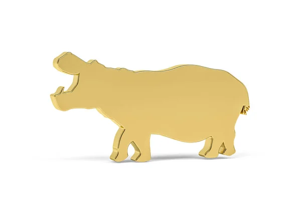 Ícone Hipopótamo Dourado Isolado Fundo Branco Renderização — Fotografia de Stock