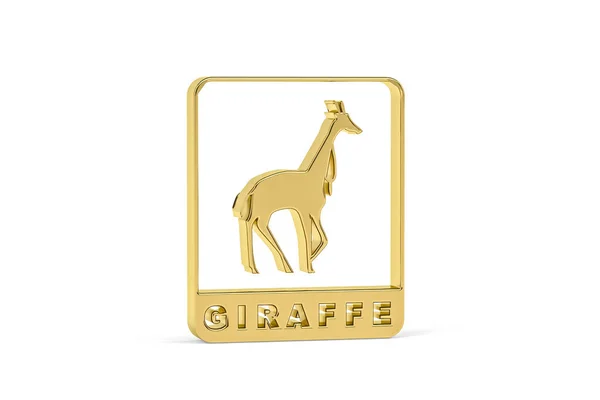 Goldenes Giraffensymbol Isoliert Auf Weißem Hintergrund Renderer — Stockfoto