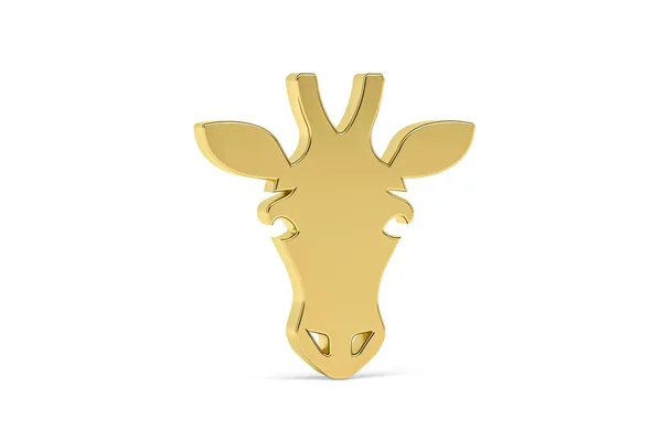 Złota Ikona Żyrafy Izolowana Białym Tle Renderowanie — Zdjęcie stockowe